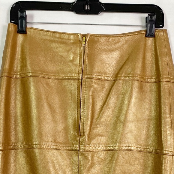 Evan Arpelli Vintage Gold Midi Pencil Skirt with Front Slit 12 - Picture 4 of 5
